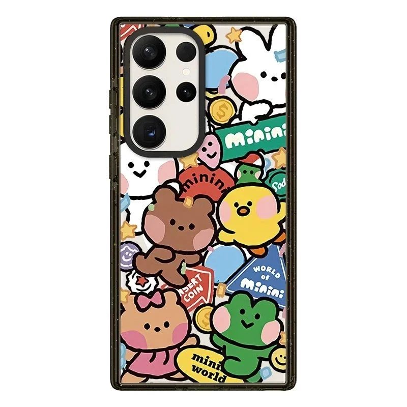 Frog MagSafe Acrylic Black Border Magnetic Phone Case for Samsung Galaxy S22U S23 Ultra S24 Ultra Cover Protective Shell