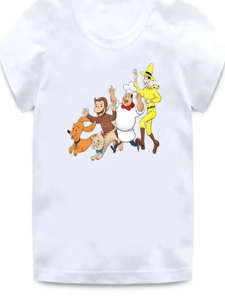 Kids T Shirts Summer Baby Boys Girls Curious George Cartoon Print Funny Monkey Tops Clothes