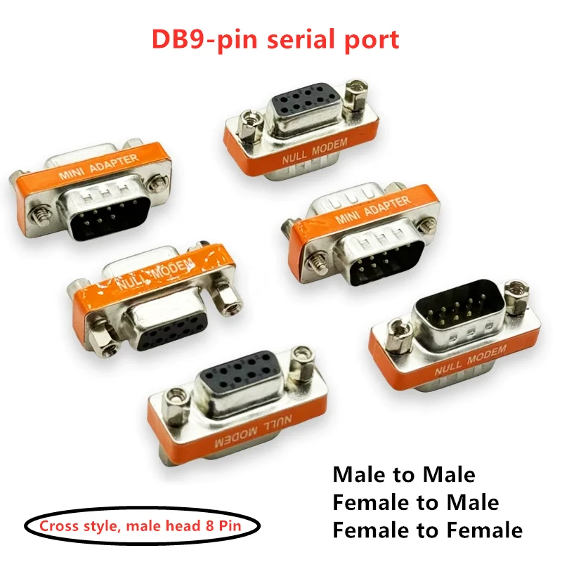 DB9-Pin 8-Pin serielle Schnittstelle Stecker auf Stecker/Stecker auf Buchse/Buchse auf Buchse Kreuzkonvertierungskopf 232COM-Schnittstellenkonvertierungskopf
