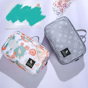 Borsa portaoggetti morbida per pannolini Borsa da appendere per passeggino in nylon di grande capacità Borsa per trucco con acqua antispruzzo stampata Shopping