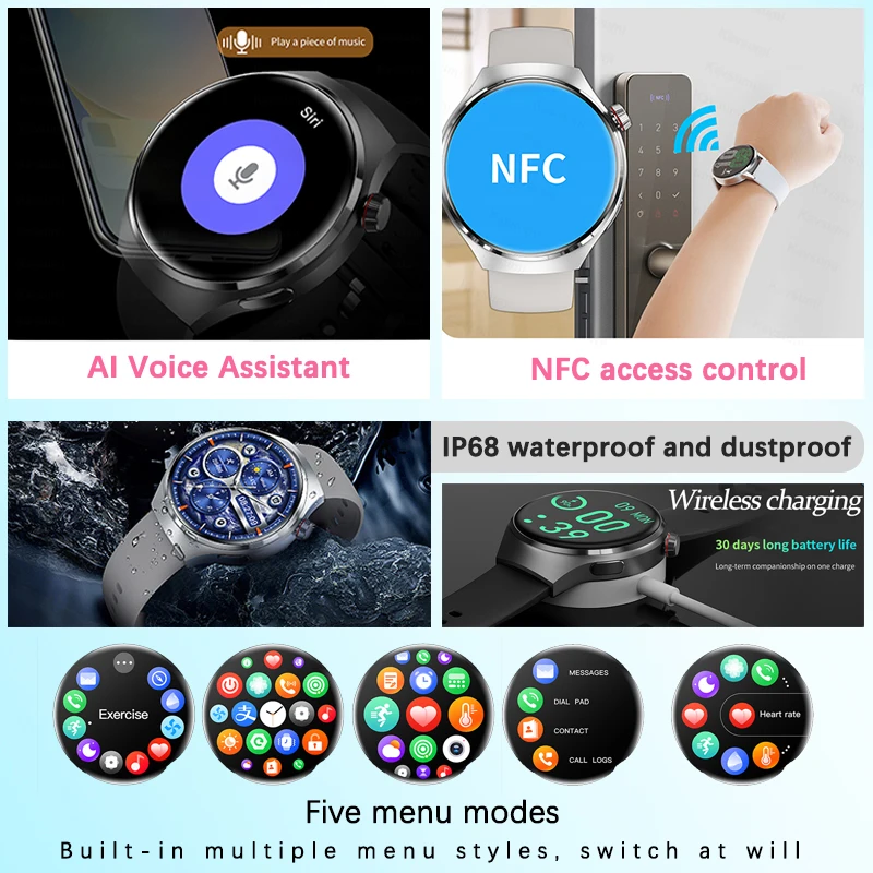  NFC ġ 4  NFC Ʈġ, AMOLED 360*360 HD ũ,   ȭ, IP68  Ʈġ 2024 