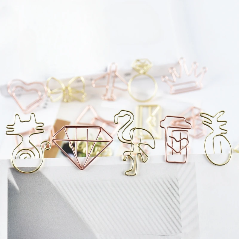 Paper Clips Binder Clips Book Clips 10pcs/set Metal Paperclips Multiple Cartoon Heart Animal Styles Paper Clip Book Scrapbook Planner Page Bookmark Binder Clip