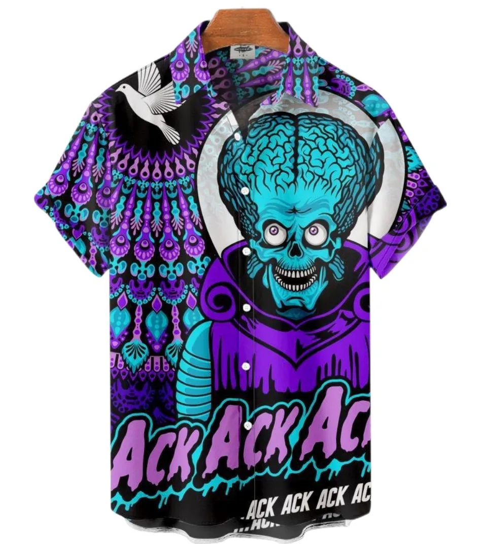 Hawaiian Men's Casual Floral Shirt Short Sleeved Dragon Pattern 3D Printing Original Summer Oversized Street Top-level Sale 5