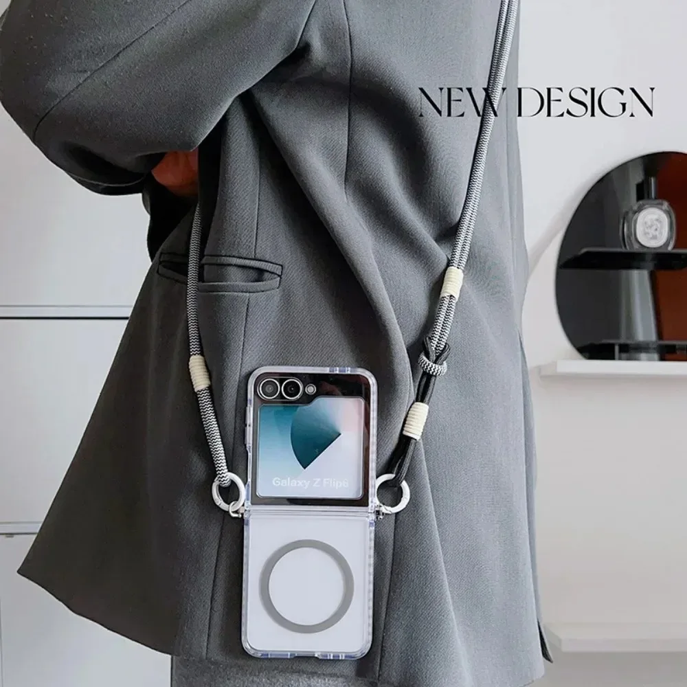 Magnetic Crossbody Lanyard Phone Case with Transparent Dual-Color Design