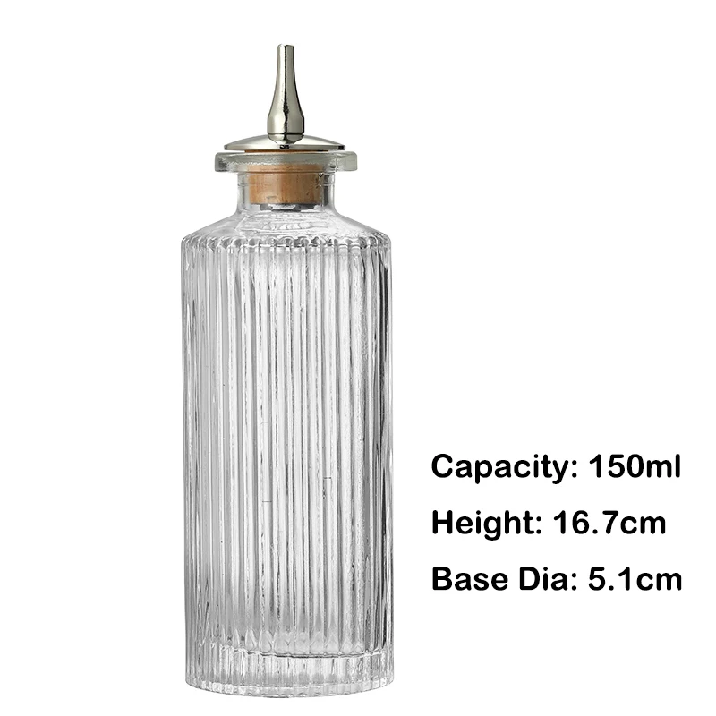 Cocktail Bitters Bottle | Vintage Square Glass Design With Cork And Stainless Steel Dasher Top - 3oz / 90ml | Professional Bar Set Accessory Tool For - View #10