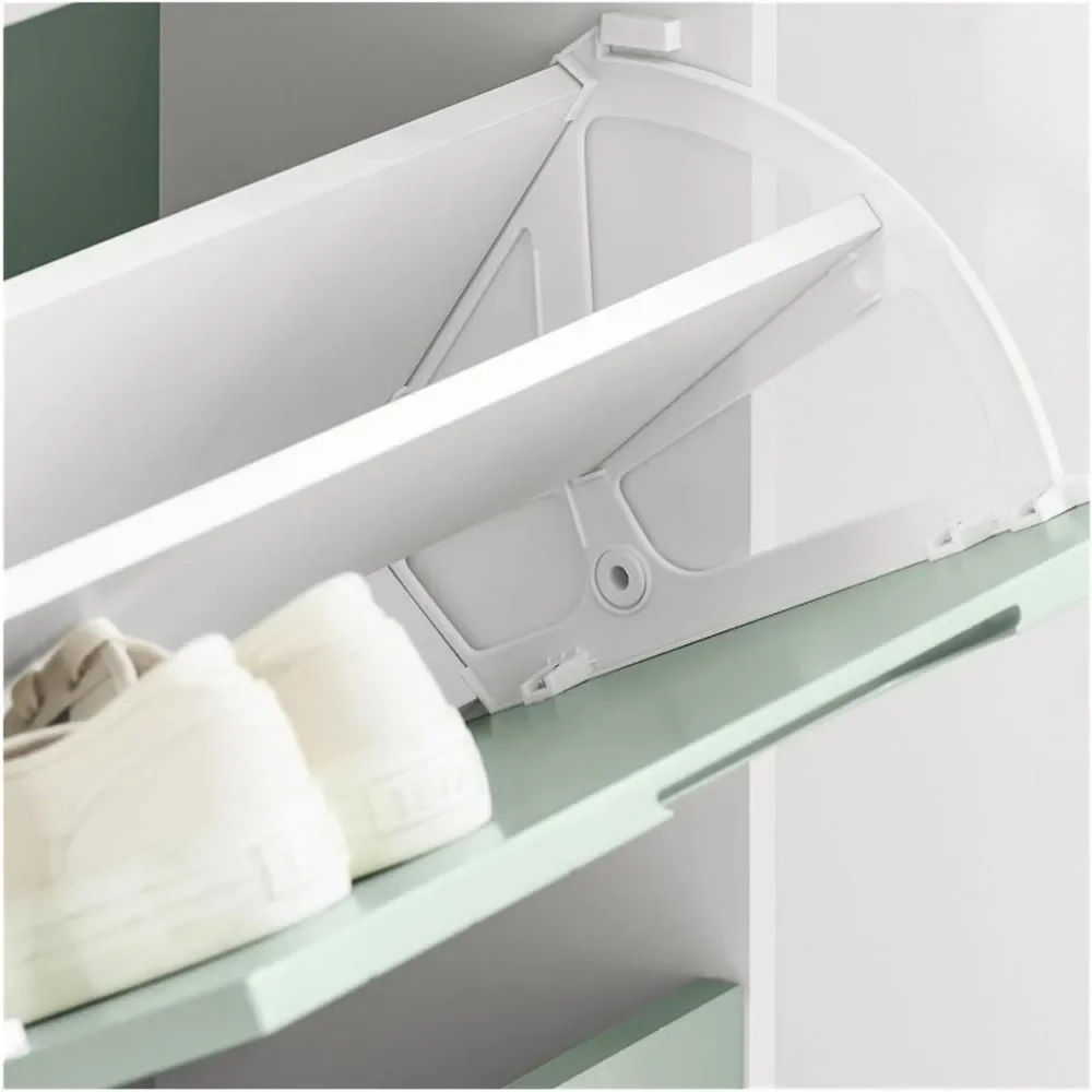 Green Shoe Cabinet with 3 Flip-Drawers，Freestanding Shoe Rack，Storage，Shoe Organiazer for Entrance Hall 5