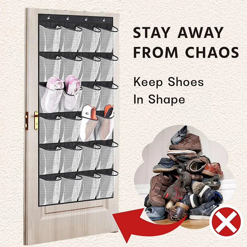24/12 Grid Over The Door Shoe Rack for Closet