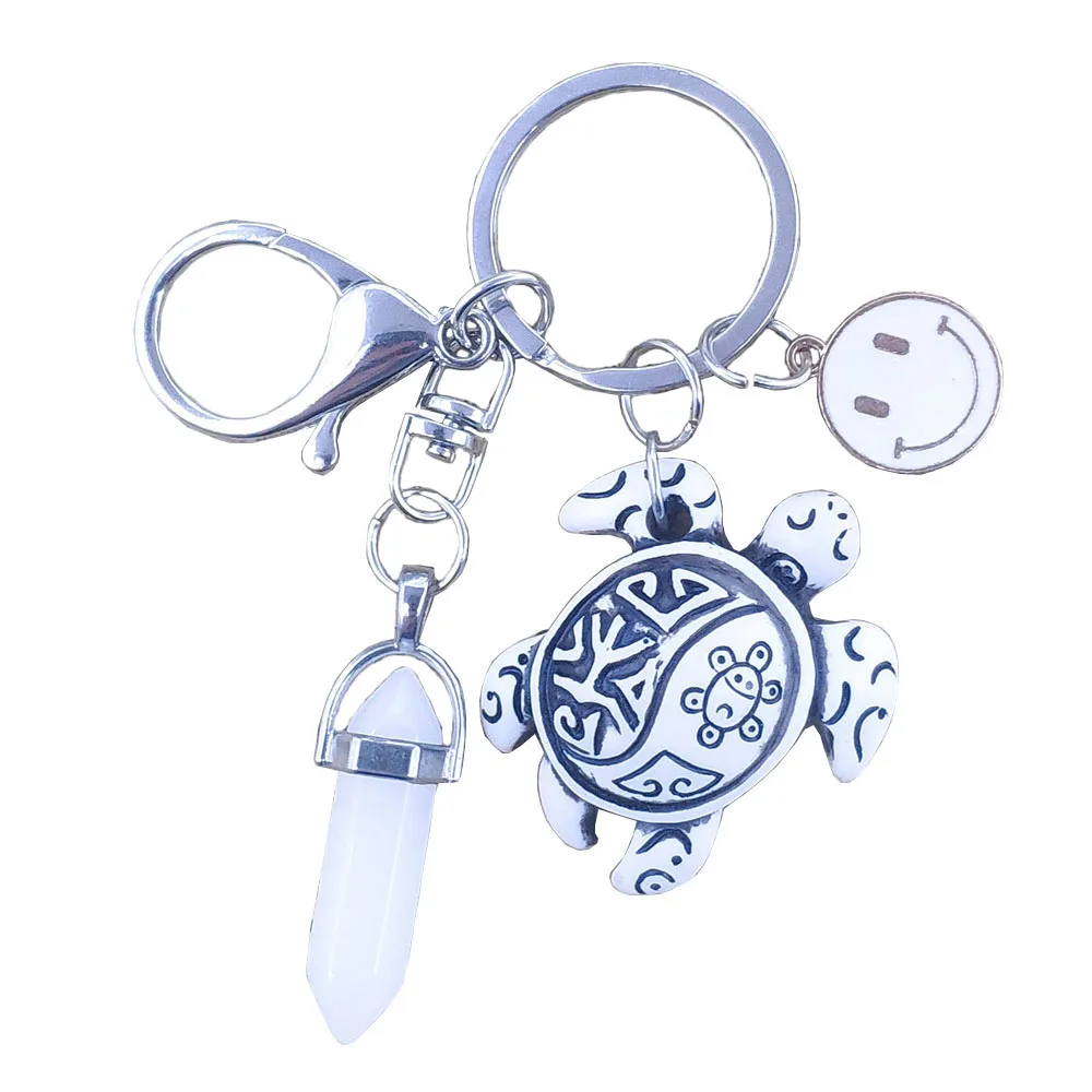 

Antique Silver Tortoise Keychain Retro Cowhide Key Ring Men Birthday Gift