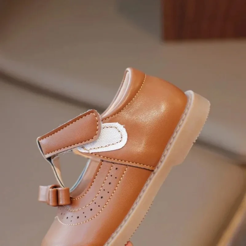 Girls Leather Shoes Simple Brand Spring Autumn Designer Princess Sweet Cute SoftComfortable Children Flats Kids Shoes New