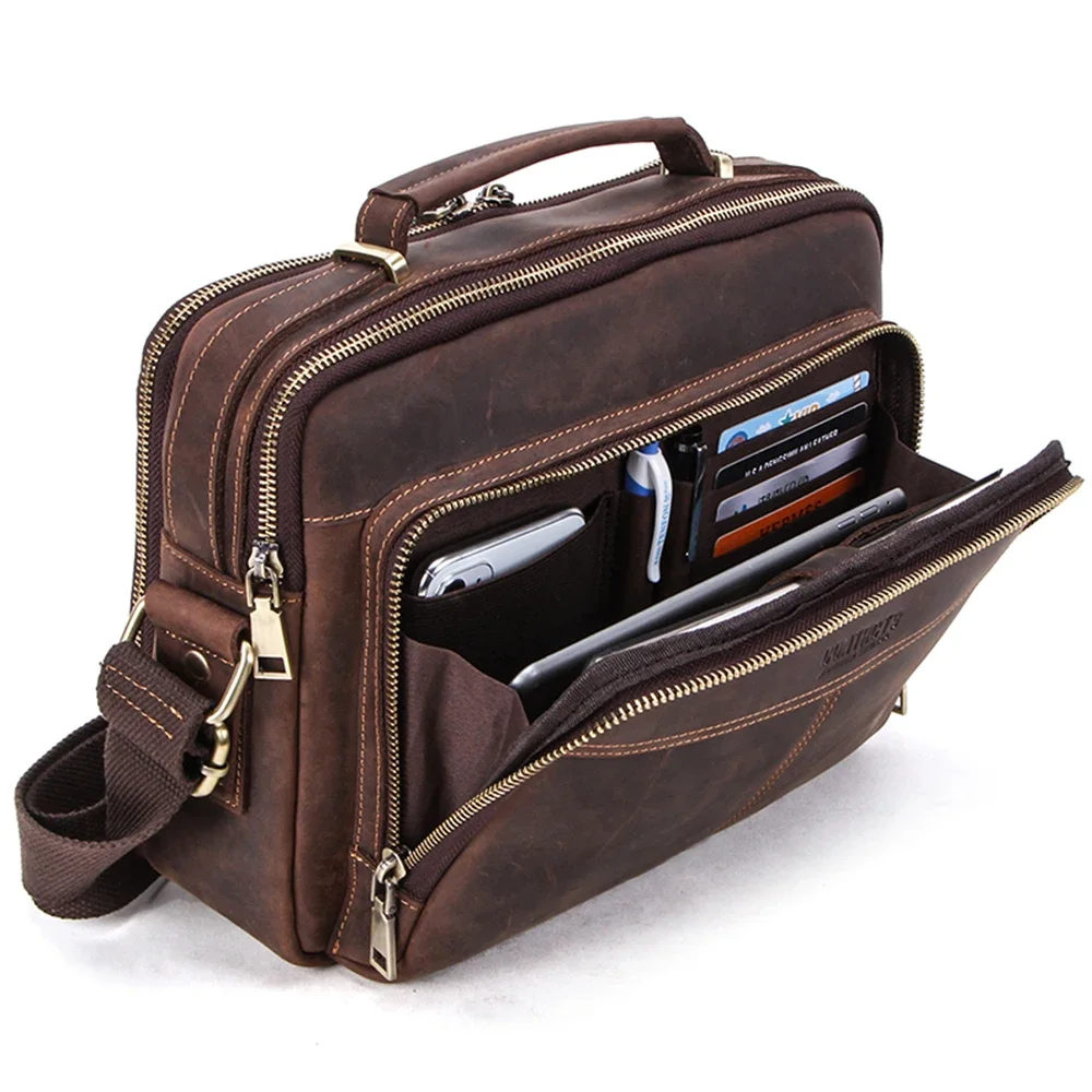 

Bags Bolsos Man Men Handbags Messenger Crazy Leather Capacity Large Bag Male Bag Shoulder Horse Crossbody Vintage
