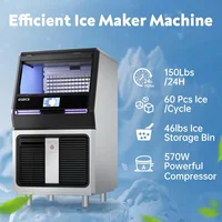 Ice Maker Machine, 150LBS/24H with 45 Pounds Storage Bin - 4.3 inch Touch Screen, 304 Stainless Steel Ice Making Mach 2