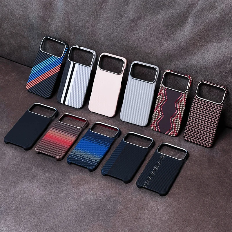Carbon Fiber Abstract Geometric MagSafe Case with Alloy Armor and Military-Grade Shockproof Protection