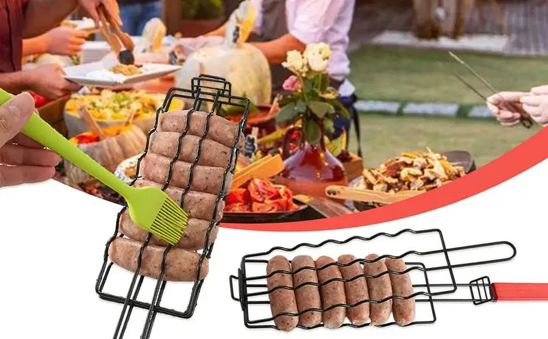 

Grilling Basket Round Stainless Steel Greatest Grilling Basket Leakproof Portable Multi-function Rolling Basket BBQ Accessories