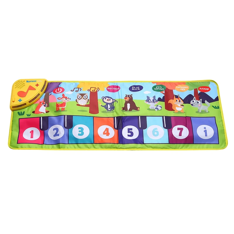 Music Game Mat Musical Piano Mat For Kids Floor Keyboard Dance With 8 Animal Sounds Baby Study Educational Toys-A82K