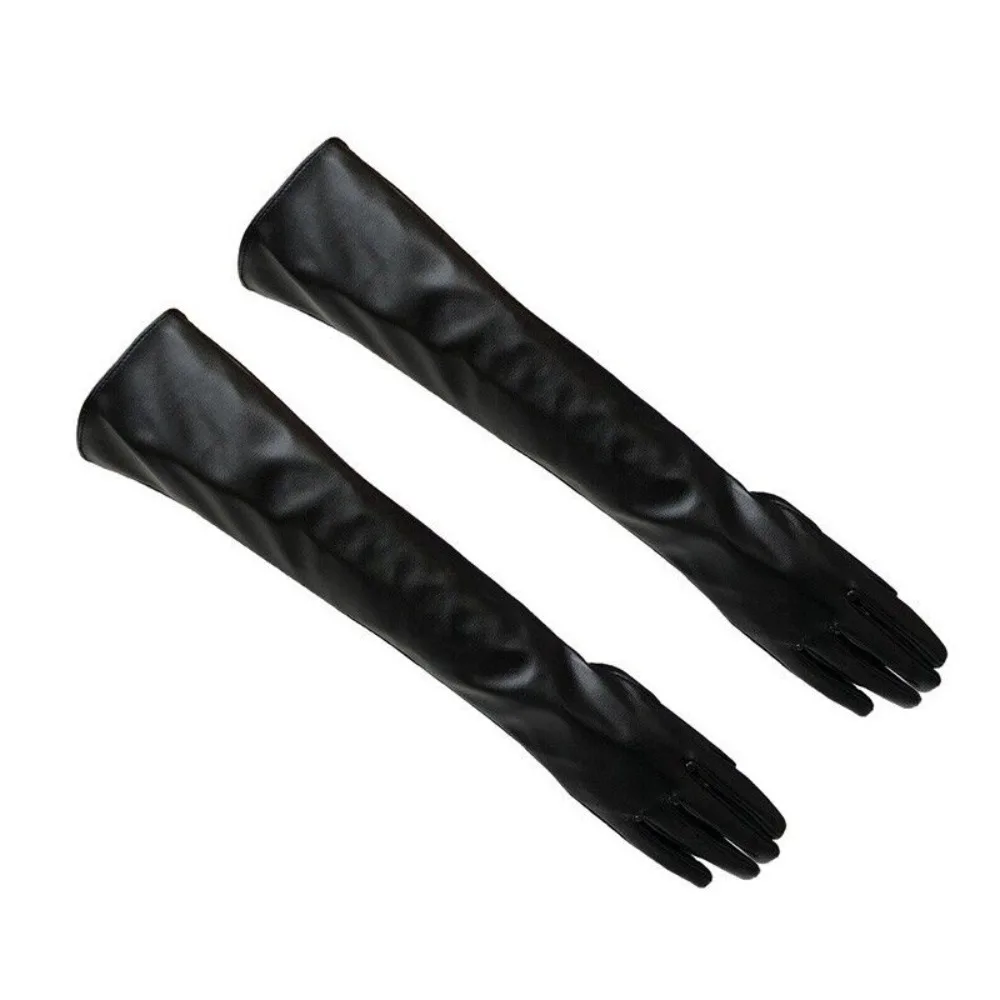 Elegant Women's Long Leather Gloves - Soft, Warm, and Luxurious Winter Wear