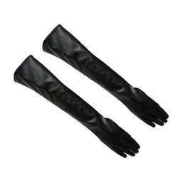 Elegant Women's Long Leather Gloves - Soft, Warm, and Luxurious Winter Wear - 40cm (Black)