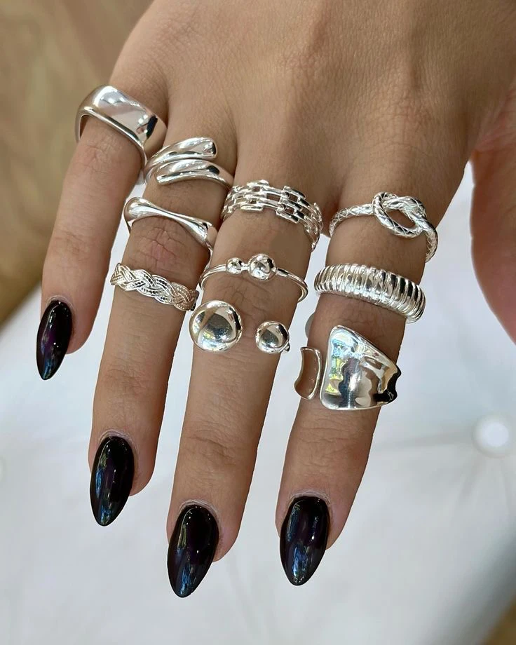 10pcs Retro Silver Rings Set for Women