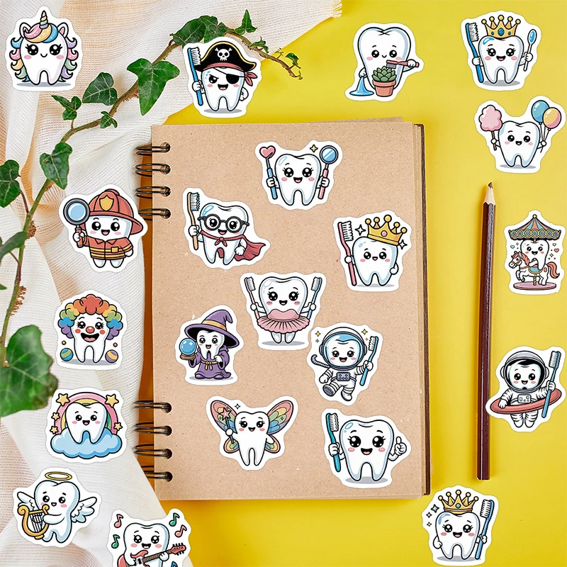 100PCS 재미 있은 치아 패턴 낙서 스티커 DIY 장식 데칼 노트북 전화 기타 물병 수하물 헬멧 노트북 장난감
