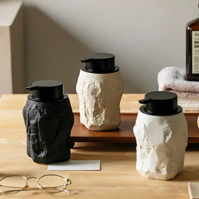 북유럽 록 모델링 세라믹 프레스 유형 포밍 병 손 소독제 샴푸 목욕 젤 폼 병 욕실 용품 420ML