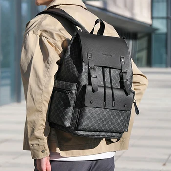 Zaini da uomo alla moda Borse da viaggio in morbida pelle PU Zaino per laptop ad alta capacità per borsa da scuola per studenti Regalo maschile