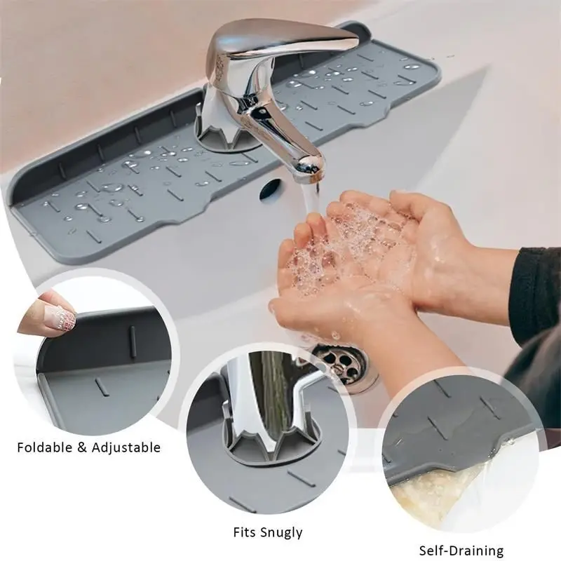 

Kitchen Faucet Absorbent Mat Sink Splash Guard Silicone Drainage Drying Pad Countertop Protection