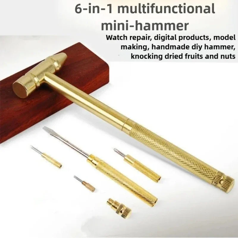 6-in-1 Multifunctional Mini Hammer Small Hammer Walnut Cracker Screwdriver All-in-One Handy Tool for Home Outdoor
