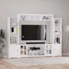 4 Piece Wall Unit TV Stand with Bookshelf,TV Console Table Media Entertainment Center, Living Room Wine Cabinet Display Cabinet 2
