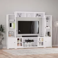 4 Piece Wall Unit TV Stand with Bookshelf,TV Console Table Media Entertainment Center, Living Room Wine Cabinet Display Cabinet 2