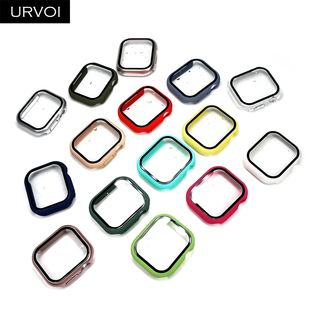 Apple Watch Screen Protector Case URVOI Full cover for Apple Watch ultra 2 series 10 9 8 7 6 Plastic bumper hard frame case with glass for iWatch screen protector