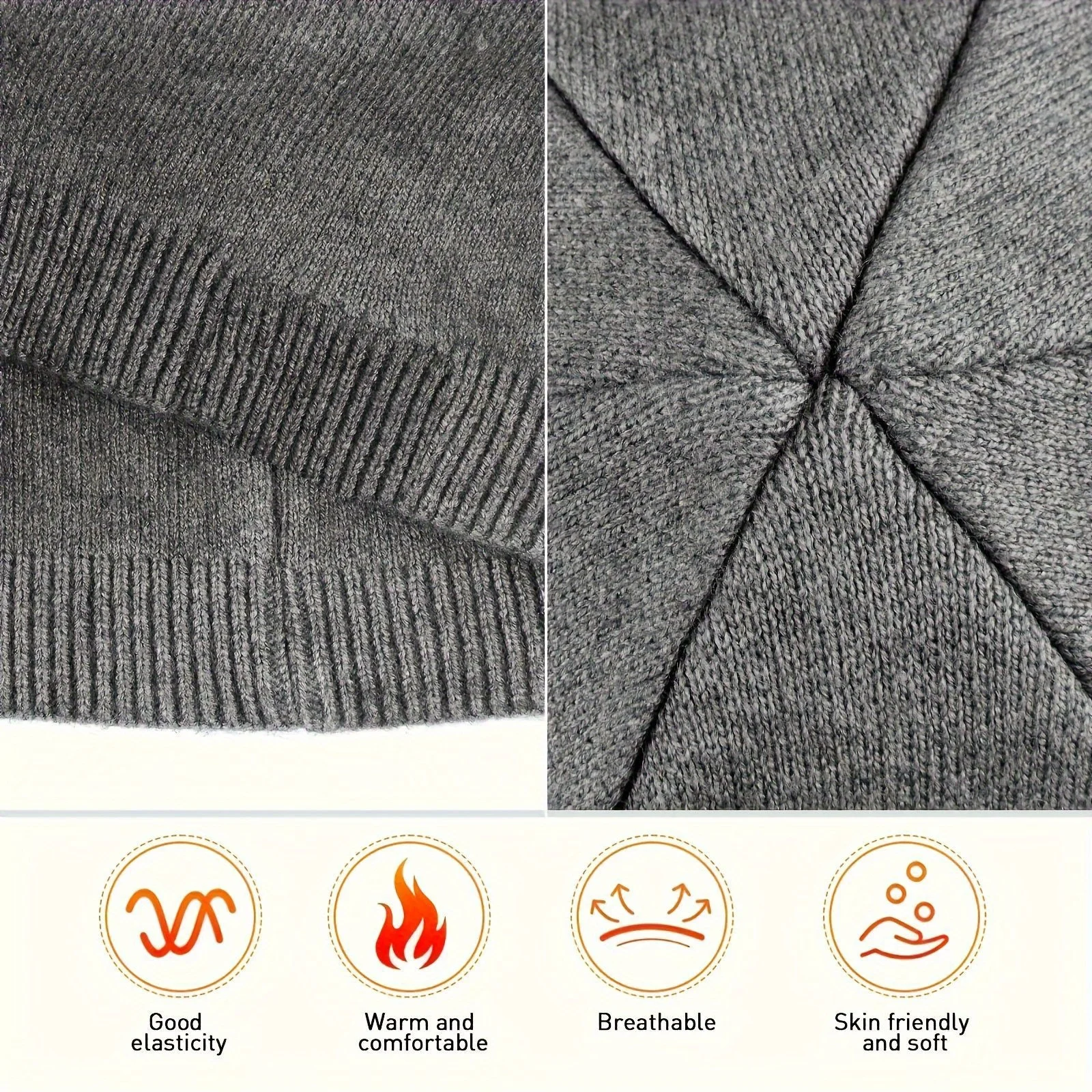 Winter Knitted Beanie Hat Unisex Soft Warm Windproof Running Cap Breathable Hiking Cycling Outdoor Sports Pullover Earmuffs Hat