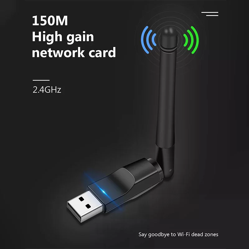 인기 MT7601 미니 USB WiFi 어댑터 150Mbps 무선 네트워크 카드 RTL8188 네트워크 카드 PC 데스크탑 노트북 2.4GHz용 Wi-Fi 수신기