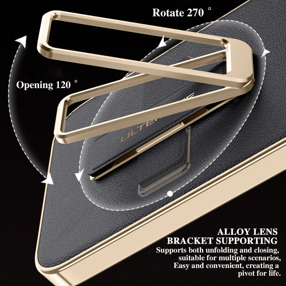 Luxury Plating Leather Back Case with Alloy Wristband and Camera Protection