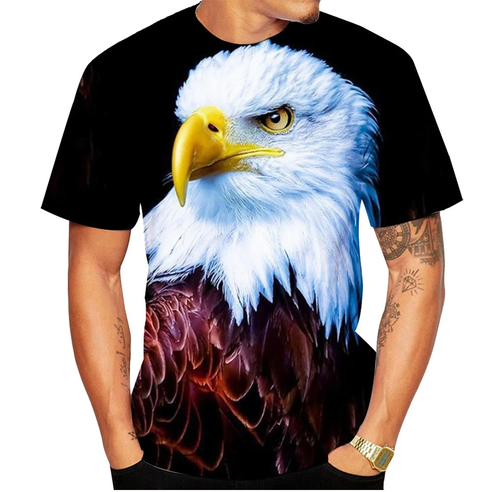 

Новейшая крутая футболка с 3D-принтом огня и орла, Мужская модная спортивная футболка с короткими рукавами и принтом птиц
