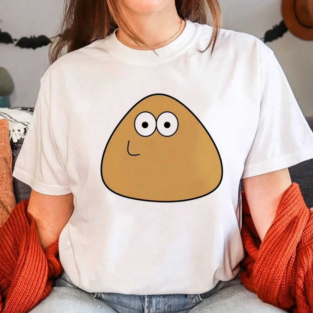 

Pou Tee women harajuku comic anime top female funny 2000s streetwear clothes