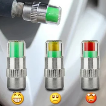 Set di 4 Indicatori di Pressione Pneumatici per Auto, Tappi Valvola con Manometro, Accessori Auto Utili