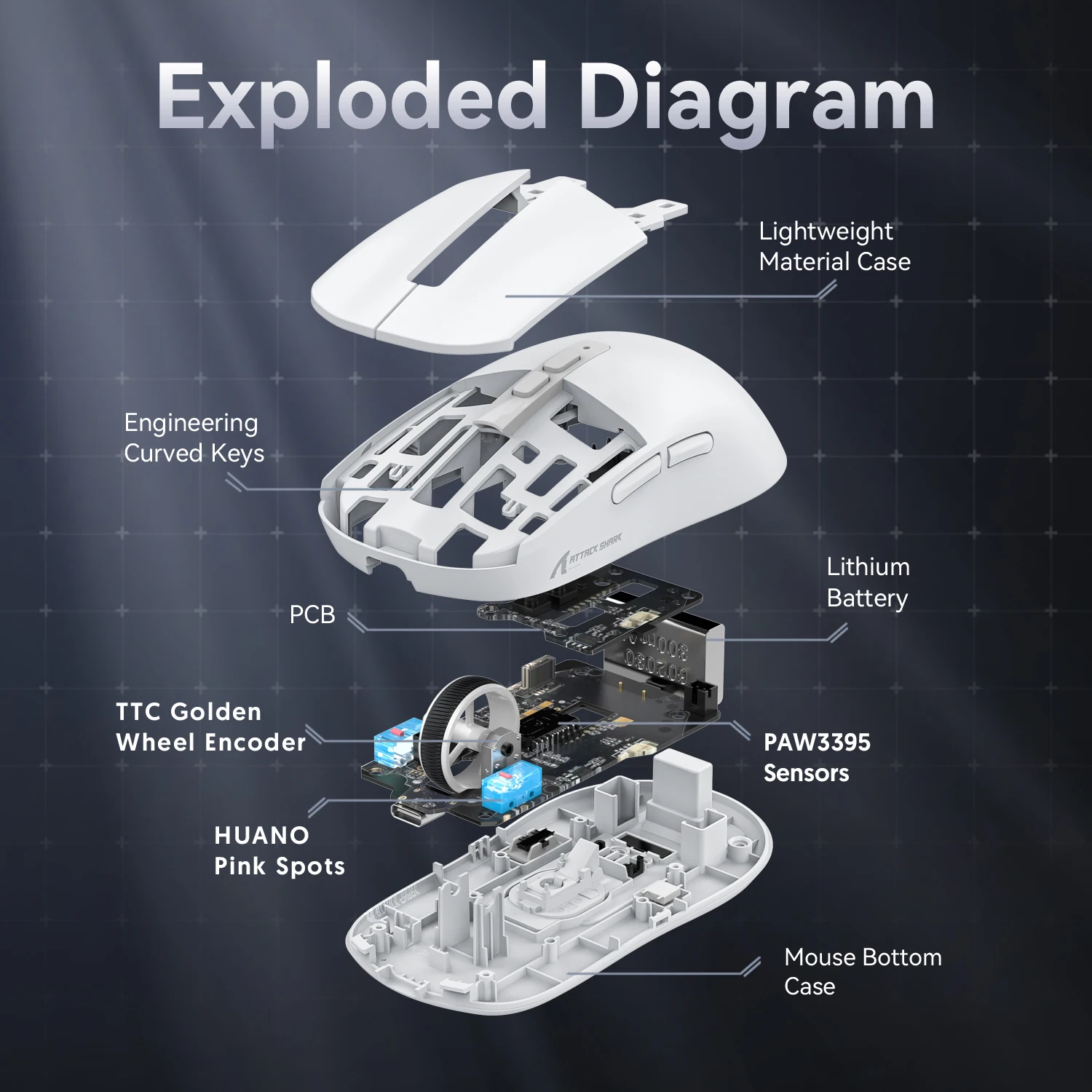 Gaming Mouse Attack Shark X6 PAW3395 Bluetooth Tri-Mode Connection RGB Touch Magnetic Charging Base Macro