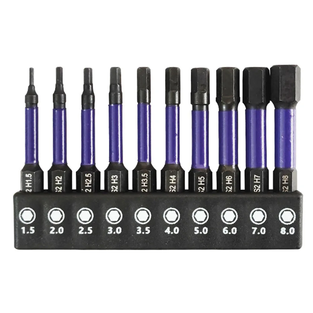 

10Pcs Hex Head Screwdriver Bit Set Magnetic Batch Head 1/4 Shank Screwdriver Bit H1.5-H6 Pneumatic Screw Driver Wrench