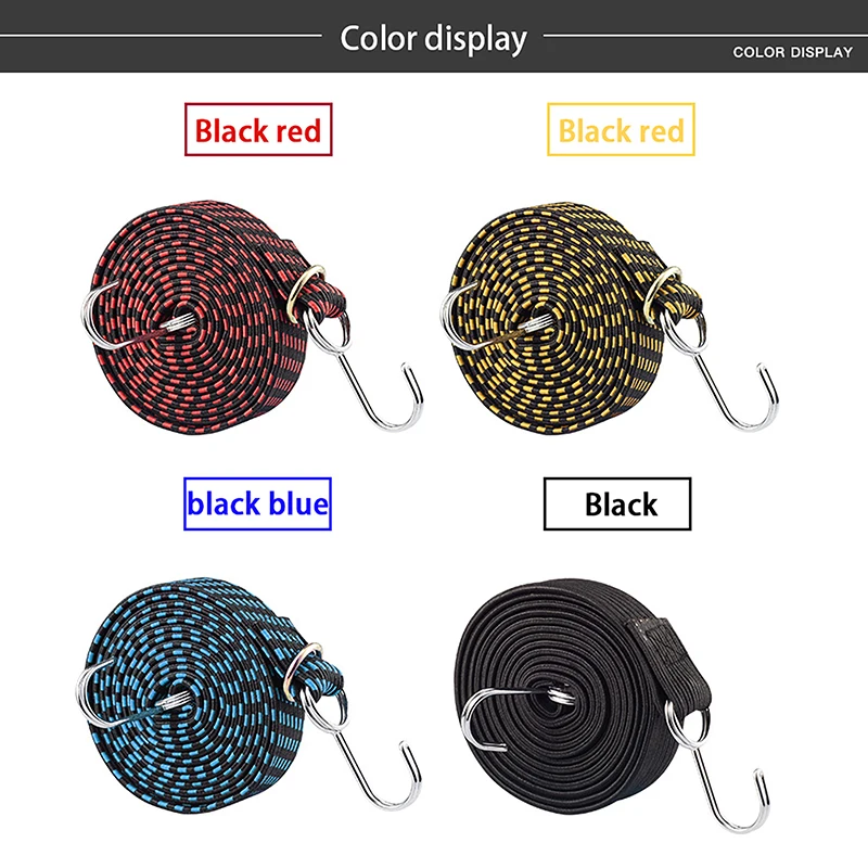 1pc Bicycle Elastics Rubber Luggage Rope Cord Hooks Bikes Rope Tie Bicycle  Luggage Roof Rack Strap Fixed Band Hook Accessories