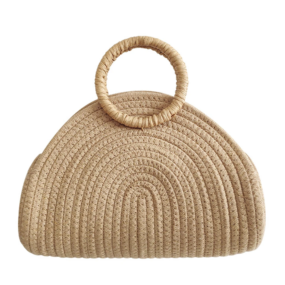 

Ручная плетеная Сумка с верхней ручкой, шикарная хлопковая веревочная Наплечная Сумка, праздничная дорожная сумка, Женская и женская сумка