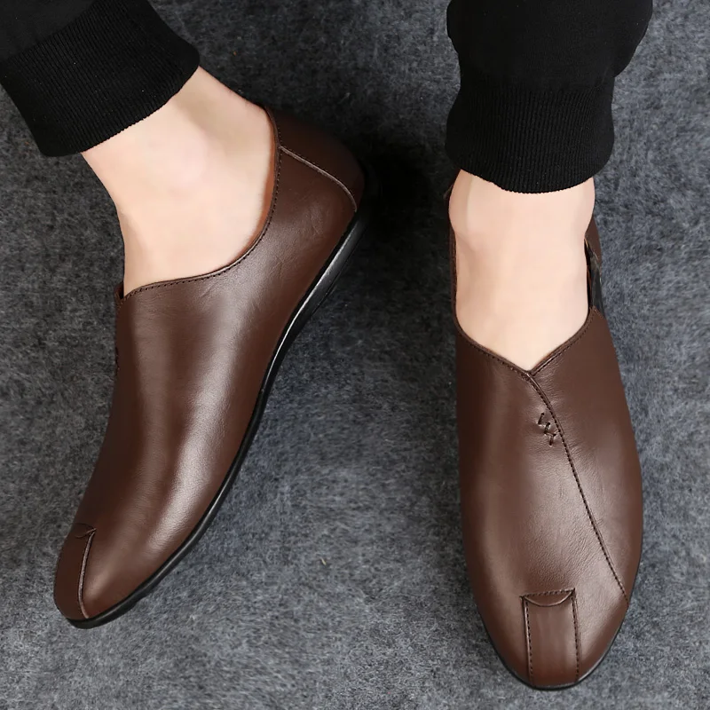 Genuine Leather Men Casual Shoes Luxury Brand 2022 Mens Loafers Moccasins Breathable Slip on Lazy Driving Shoes Plus Size 38-47 5