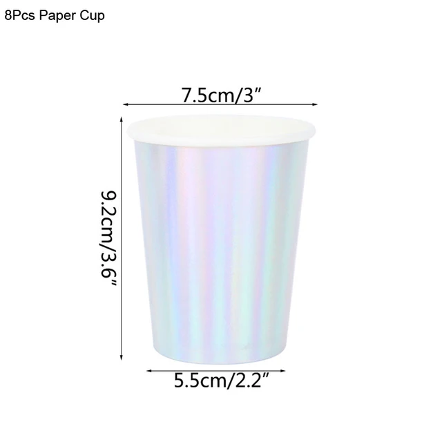 Mermaid Birthday Party Disposable Tableware Set Under The Sea Party Little Mermaid Girls 1st Birthday Decoration Shell Balloons 8pcs paper cup