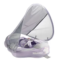 Mambobaby Baby Swim Float Non-inflatable Baby Swimming Float Ring Waterproof Swim Trainer Pool Float with Sun Canopy for 3-24 1