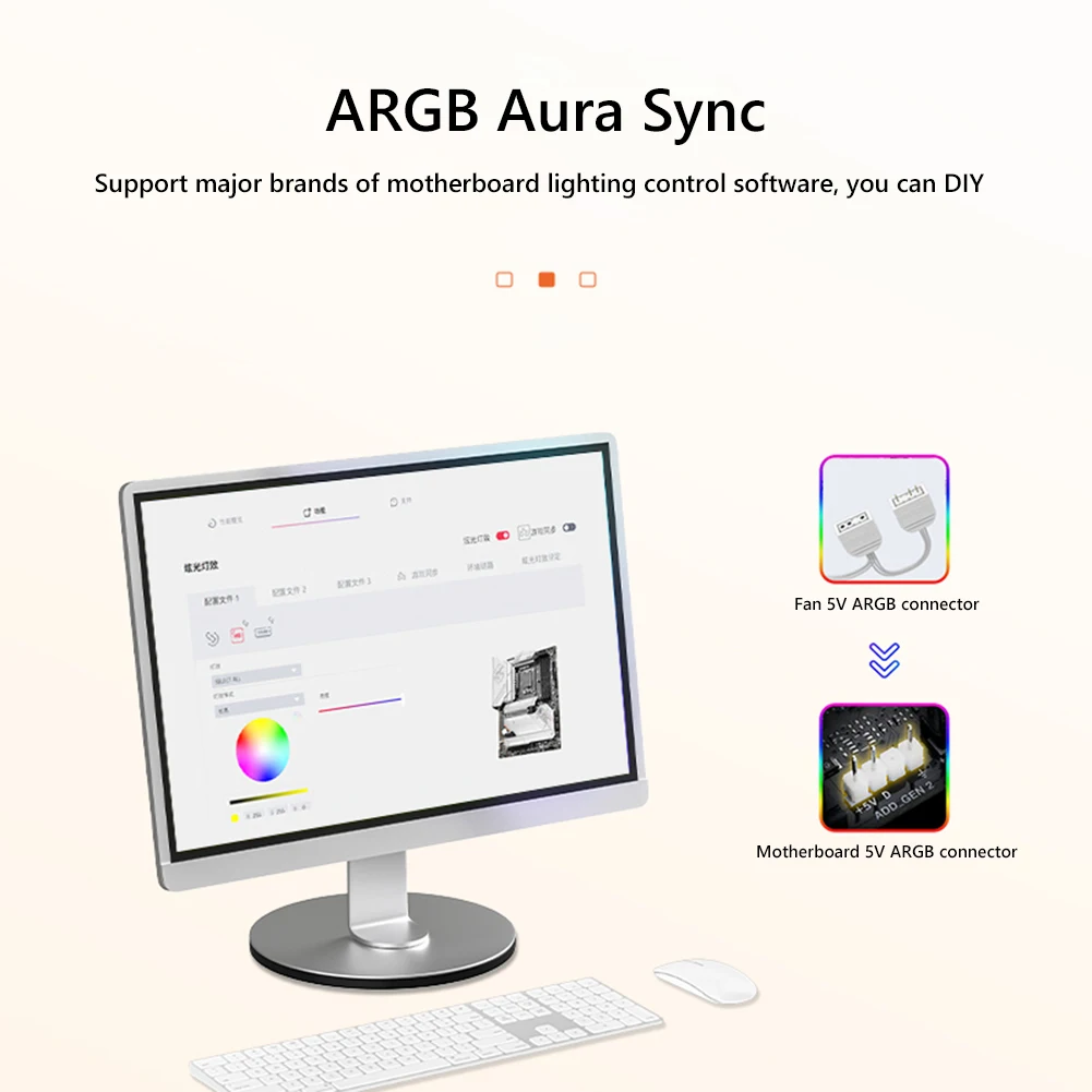 ORION-3 매직 블록 선풍기 120mm ARGB 케이스, 선풍기 무소음 3 핀 조명 효과, 4 핀 PWM 5V ARGB 신성 조명, PC 컴퓨터 라디에이터 쿨러