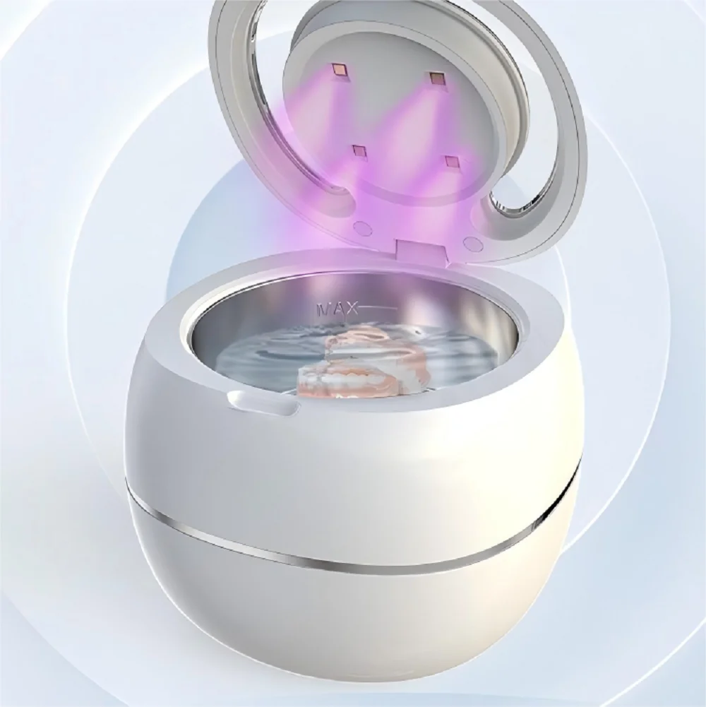 HOMEFISH Mini Portable Ultrasonic Cleaner Retainers Dentures Jewelry