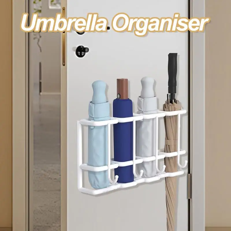 Umbrella Organizer For Wall Wall Mounted 4-Slot Metal Rack Stand For Umbrellas Household Supplies Space Saving Organizer Home
