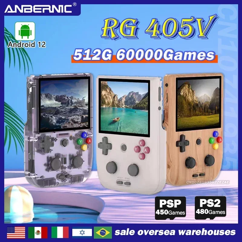 Nuova Console Di Gioco Portatile Anbernic Rg405V 4 Pollici Ips Touch Screen Android 12 Unisoc Tiger T618 Lettore Di Gioco A 64 Bit Psp Ps2 Game