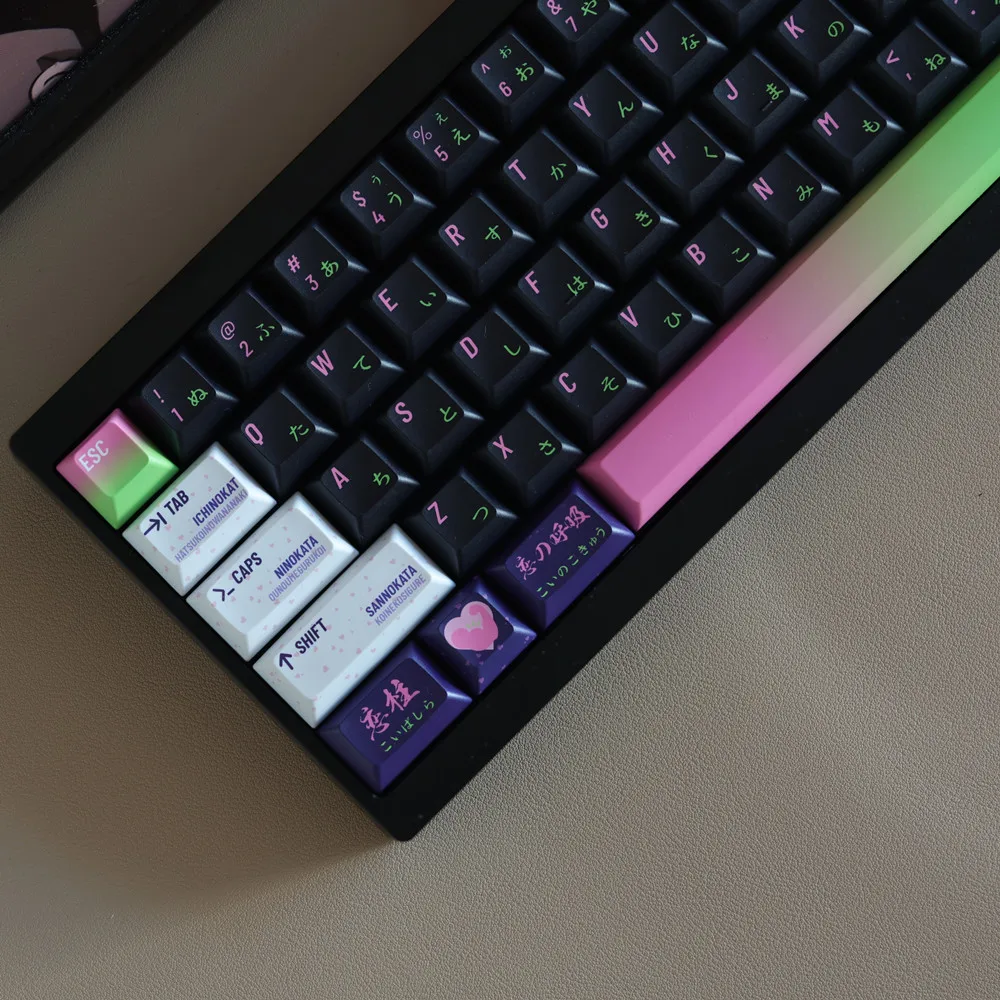 

140 Keys Love Column Keycap KCA Profile DYE Sublimation Japanese PBT Anime Sets For GH60 61/64/68 RK84 Mechanical Keyboard