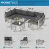 7 Pieces Outdoor Patio Furniture Set, Wicker Outdoor Sectional Conversation Couch Set with Adjustable Backrest Sofa 5