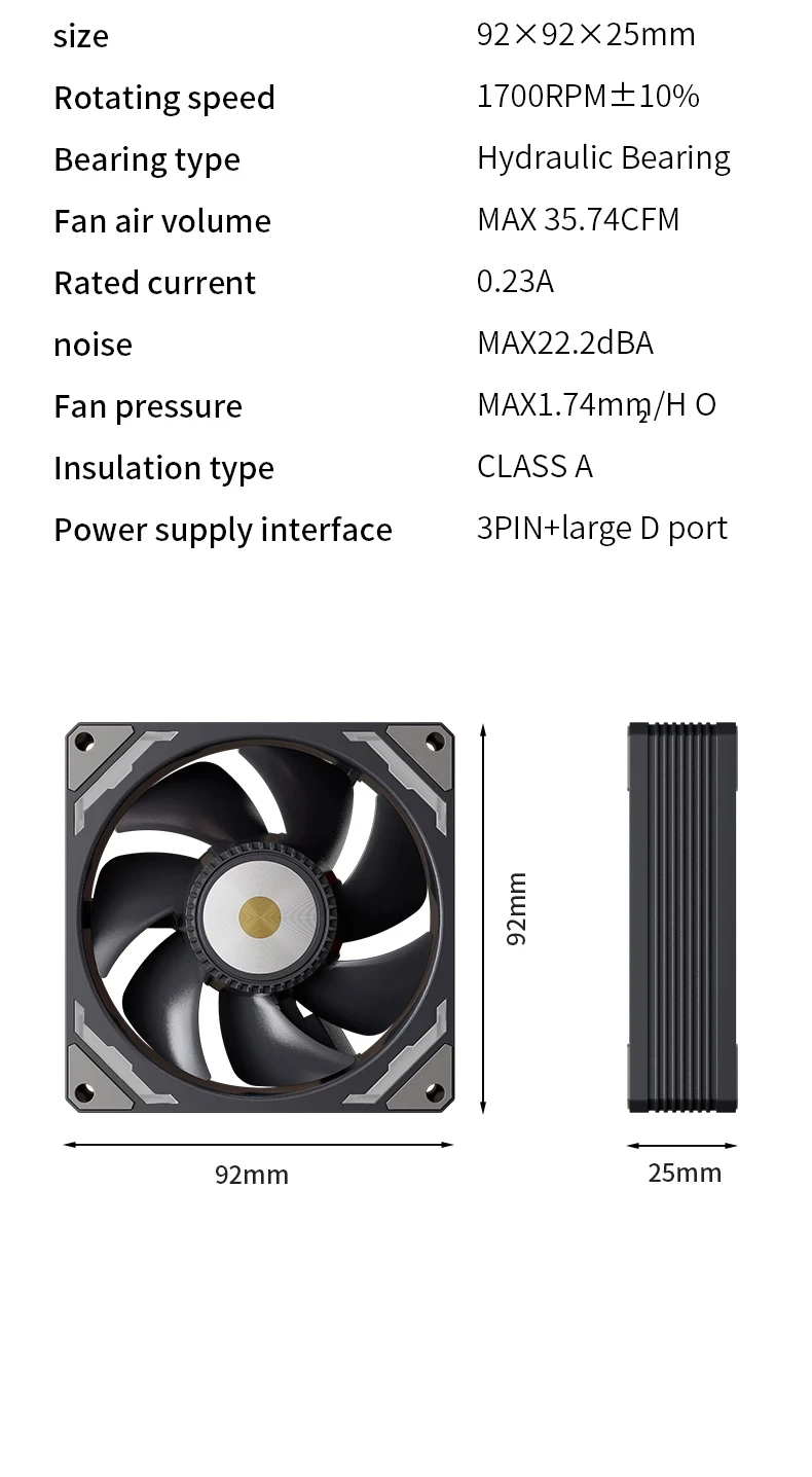 AF-925 ARGB PC Fan PC Radiator Cooling Fan 92mm ITX Computer Case Fans 9cm Chass