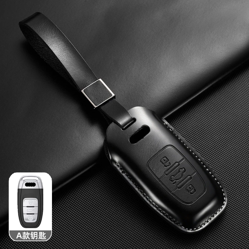 Premium Leather Car Key Case Cover - Elegant Protective Accessory